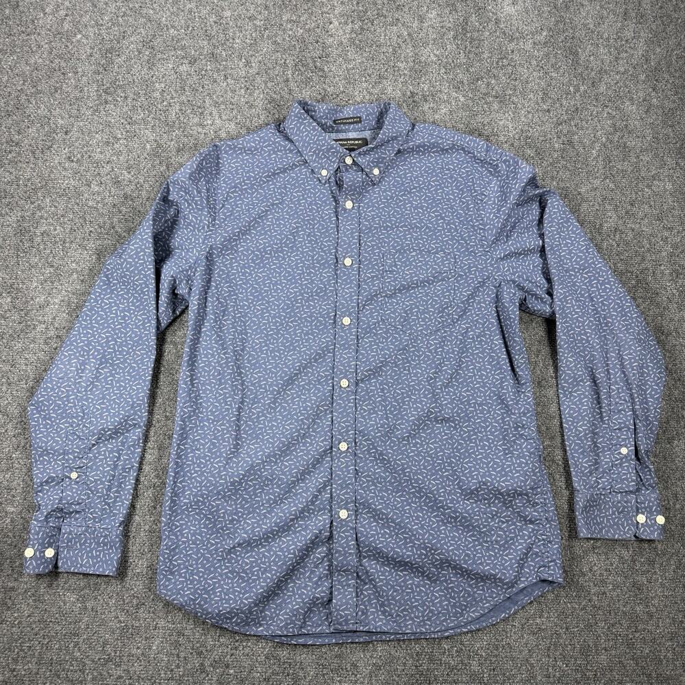 Banana Republic Slim Untucked Blue Floral Button-Down Shirt Men’s Large